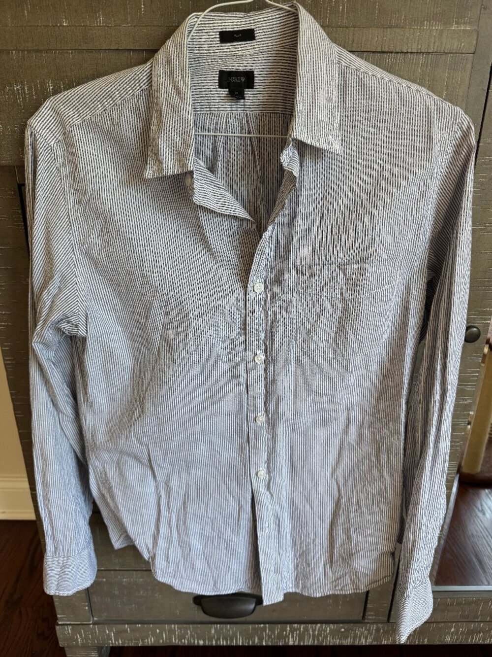 J.Crew Slim Striped Seersucker Long Sleeve Button Down Shirt M